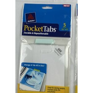 FREE ship $15+ Avery PocketTabs 5-1/8 x 8-5/16 Blue Green Tab Pocket Tabs 5/Pk